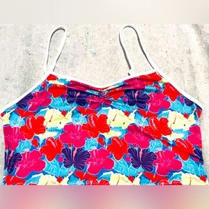 New Hawaiian 🌺 Hibiscus Crop Top Tank Beachwear Womens Small Sexy Club Intimate